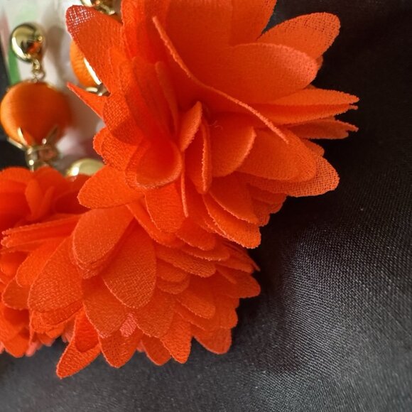 2 PC Lilly Pulitzer Orange Floral Statement Necklace Earring SET NEW - Picture 14 of 16